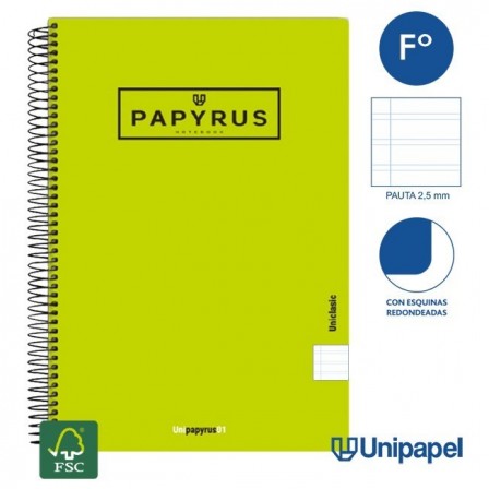 CUADERNO ESPIRAL  TAPA  BLANDA   PAPYRUS01-UNICLASIC - FOLIO - 80H - PAUTA 2