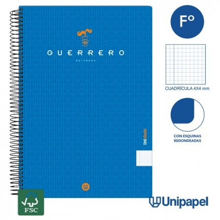 CUADERNO ESPIRAL  TAPA  BLANDA  GUERRERO01-UNICLASIC - FOLIO - 80H - 4X4 - 90G - COLORES SURTIDOS