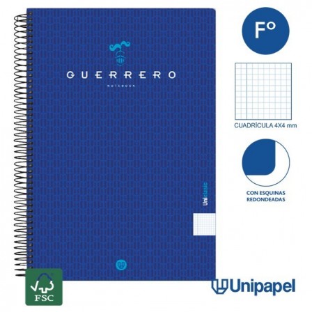 CUADERNO ESPIRAL  TAPA  BLANDA  GUERRERO01-UNICLASIC - FOLIO - 80H - 4X4 - 90G - COLORES SURTIDOS