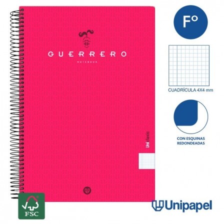 CUADERNO ESPIRAL  TAPA  BLANDA  GUERRERO01-UNICLASIC - FOLIO - 80H - 4X4 - 90G - COLORES SURTIDOS