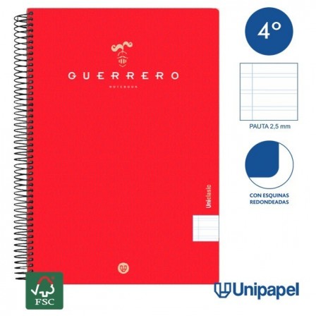 CUADERNO ESPIRAL  TAPA  BLANDA  GUERRERO01-UNICLASIC - CUARTO - 80H - PAUTA 2