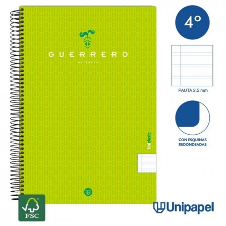 CUADERNO ESPIRAL  TAPA  BLANDA  GUERRERO01-UNICLASIC - CUARTO - 80H - PAUTA 2