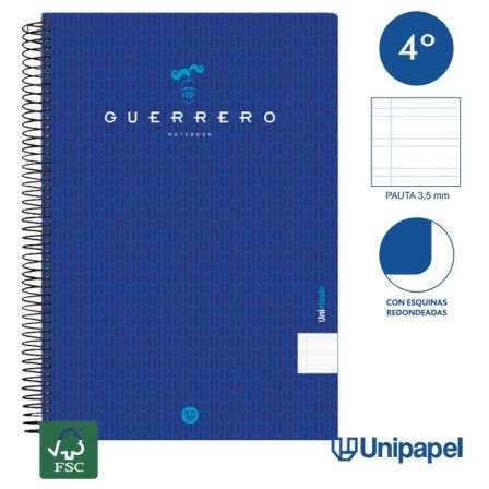 CUADERNO ESPIRAL  TAPA  BLANDA  GUERRERO01-UNICLASIC - CUARTO - 80H - PAUTA 3