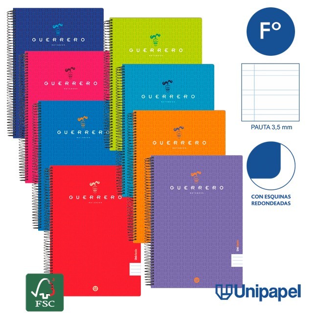 CUADERNO ESPIRAL TAPA POLIPROPILENO GUERRERO08-UNICLASIC - FOLIO - 80H - PAUTA 3 CUADERNO ESPIRAL TAPA POLIPROPILENO GUERRERO08-UNICLASIC - FOLIO - 80H - PAUTA 3