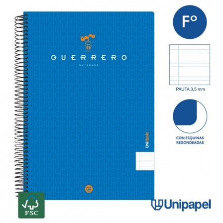 CUADERNO ESPIRAL  TAPA  POLIPROPILENO GUERRERO08-UNICLASIC - FOLIO - 80H - PAUTA 3