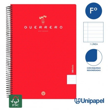 CUADERNO ESPIRAL  TAPA  POLIPROPILENO GUERRERO08-UNICLASIC - FOLIO - 80H - 1 LINEA - 90G - COLORES SURTIDOS