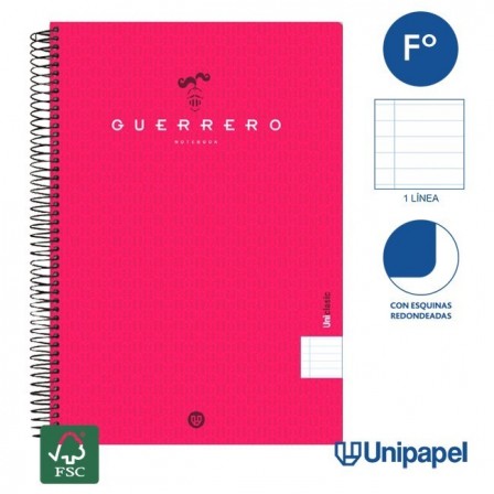 CUADERNO ESPIRAL  TAPA  POLIPROPILENO GUERRERO08-UNICLASIC - FOLIO - 80H - 1 LINEA - 90G - COLORES SURTIDOS