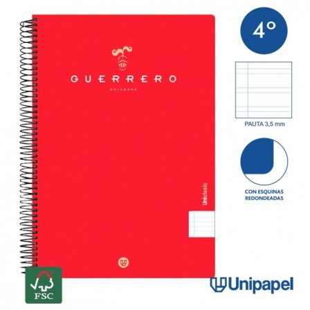 CUADERNO ESPIRAL  TAPA  POLIPROPILENO GUERRERO08-UNICLASIC - CUARTO - 80H - PAUTA 3
