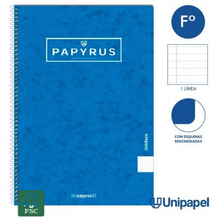 CUADERNO ESPIRAL  TAPA CONTRACOLADA PAPYRUS03-UNICLASIC - FOLIO - 80H - 1 LINEA - 90G - COLORES SURTIDOS