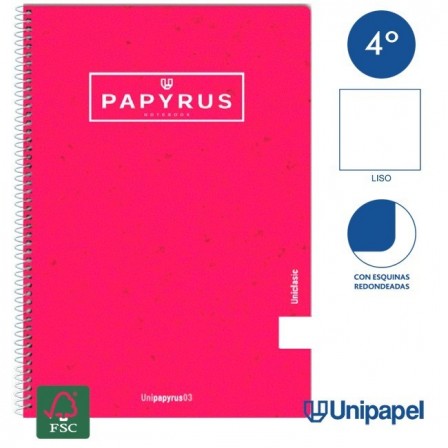 CUADERNO ESPIRAL  TAPA CONTRACOLADA PAPYRUS03-UNICLASIC - CUARTO - 80H - LISO - 90G - COLORES SURTIDOS