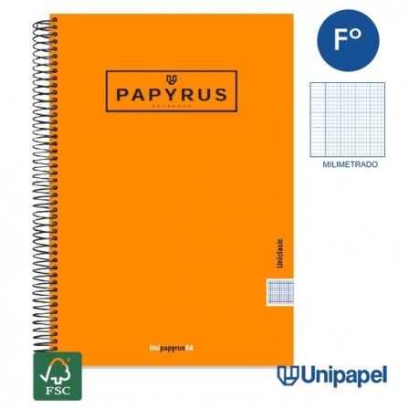 CUADERNO ESPIRAL  TAPA EXTRADURA    PAPYRUS04-UNICLASIC - FOLIO - 80H - MILIMETRADO - 90G - COLORES SURTIDOS