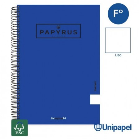 CUADERNO ESPIRAL  TAPA EXTRADURA    PAPYRUS04-UNICLASIC - FOLIO - 80H - LISO - 90G - COLORES SURTIDOS