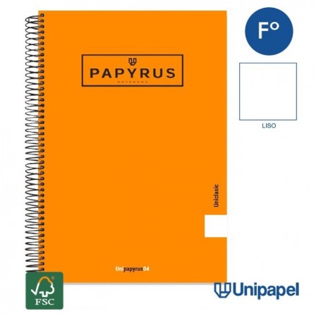 CUADERNO ESPIRAL  TAPA EXTRADURA    PAPYRUS04-UNICLASIC - FOLIO - 80H - LISO - 90G - COLORES SURTIDOS