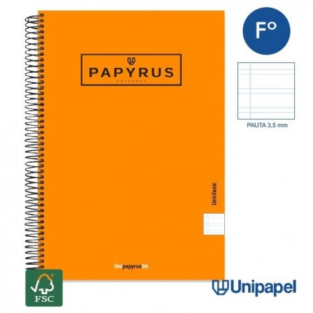 CUADERNO ESPIRAL  TAPA EXTRADURA    PAPYRUS04-UNICLASIC - FOLIO - 80H - PAUTA 3