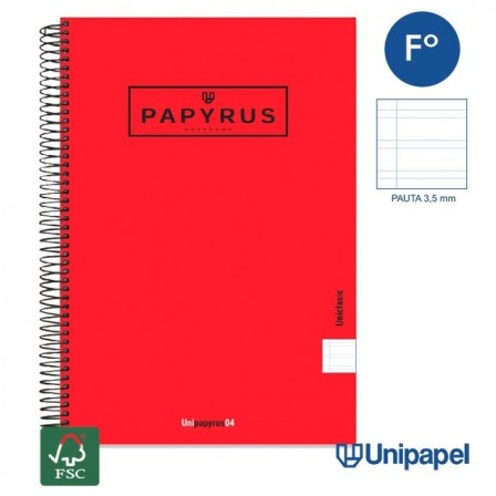 CUADERNO ESPIRAL  TAPA EXTRADURA    PAPYRUS04-UNICLASIC - FOLIO - 80H - PAUTA 3