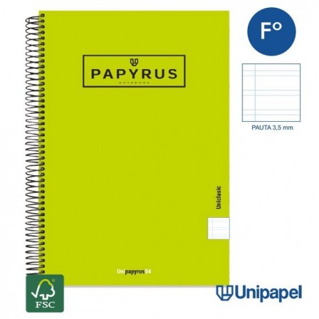 CUADERNO ESPIRAL  TAPA EXTRADURA    PAPYRUS04-UNICLASIC - FOLIO - 80H - PAUTA 3