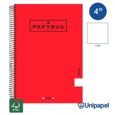 CUADERNO ESPIRAL  TAPA EXTRADURA    PAPYRUS04-UNICLASIC - CUARTO - 80H - LISO - 90G - COLORES SURTIDOS