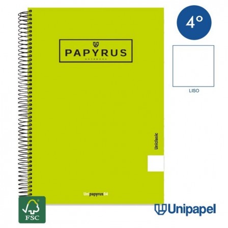 CUADERNO ESPIRAL  TAPA EXTRADURA    PAPYRUS04-UNICLASIC - CUARTO - 80H - LISO - 90G - COLORES SURTIDOS