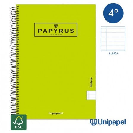 CUADERNO ESPIRAL  TAPA EXTRADURA    PAPYRUS04-UNICLASIC - CUARTO - 80H - 1 LINEA - 90G - COLORES SURTIDOS