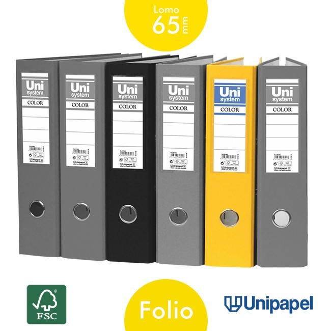 ARCHIVADOR PALANCA UNISYSTEM - FOLIO - COLOR AMARILLO - LOMO 65MM ARCHIVADOR PALANCA UNISYSTEM - FOLIO - COLOR AMARILLO - LOMO 65MM