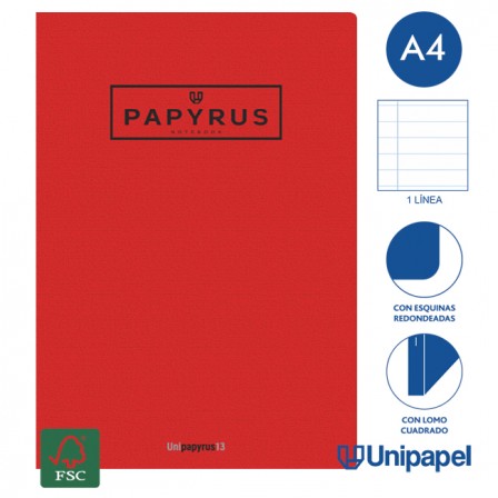 LIBRETAS GRAPA TAPA GOFRADA UNIPAPYRUS13 - A4 - 48H - CUADRICULA 4X4 - 90G - COLORES SURTIDOS