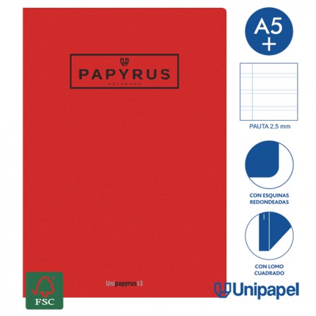 LIBRETAS GRAPA TAPA GOFRADA UNIPAPYRUS13 - A5+ - 48H - PAUTA 2,5MM - 90G - COLORES SURTIDOS